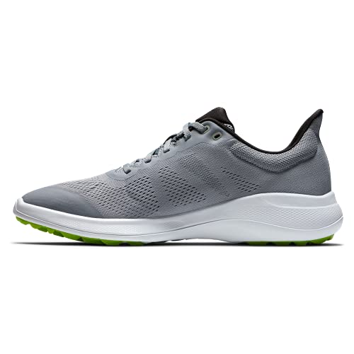 Footjoy Men's Fj Flex Golf Shoe, Grey/White/Lime, 10.5 #TOP2