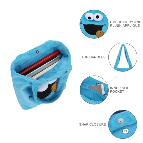 Bolso tote peludo Cookie Monster azul miniatura 4
