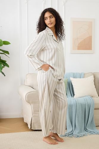 Image of YiNi LuLu Womens Silk Satin Pajamas Set Button Down 2 Piece Pjs Long Sleeve Oversized Sleepwear with Pockets
