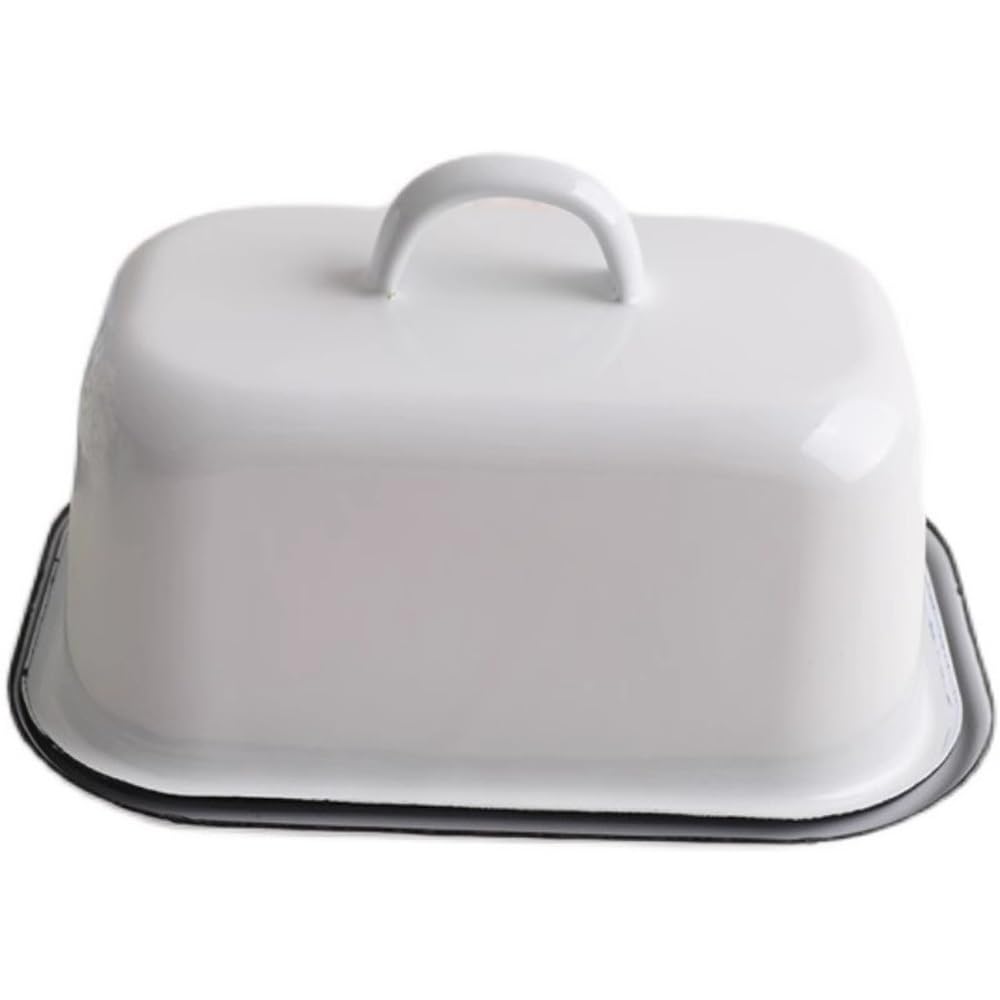 HPTHLY Butter Dish White Enamel Butter Dish With Lid Dim Sum Tray Butter Box Cheese Storage Box Butter Container