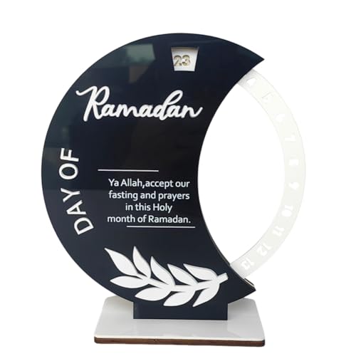Uposao Calendario de Adviento de Ramadán,30 Días Ramadán Cuenta Regresiva Calendario Rotativo,Acrílico Calendario Digital Rotativo de Eid para decoraciones de fiestas islámicas de Ramadán