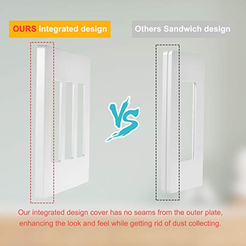 Placa de pared sin tornillos de 3 bandas para interruptor decorativo pack de 6 blanco 7