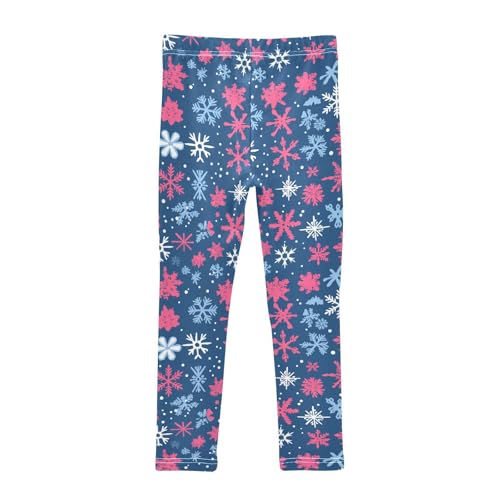 Christmas Pattern Big Small Snowflakes Kids Baby Girls Cotton Leggings Comfortable High Waisted Workout Pants Gym2