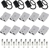 Kadryxon 10 Stück Batterieanschluss für Anderson stecker 50a Batterie Schnellanschluss Stecker mit 4 Stück Staubschutzkappen für Gabelstapler, Wohnwagen, Autos, Boote, Solaranlagen
