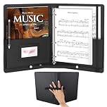 POKIENE Music Folders for Sheet Music with Handle and Shoulder, PU Leather Choir Folder Black, 4 Rings Binder for Piano and Stage Performance
