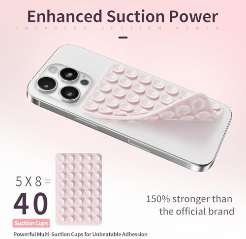 2 Pack Silicone Suction Cup Phone Case Mount Double Sided, Sticky Phone Grip with Higher Suction Power for Cell Phone, Hands-Free Phone Accessories for Selfies and Videos, White & White - Image 4