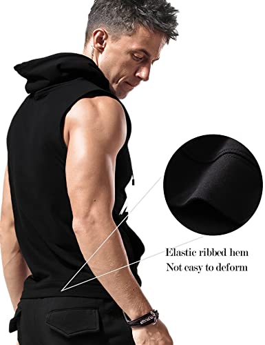 Babioboa Men's Training Tank With Hood Bodybuilding Sleeveless Sport Hoodie Jogging Breathable Sleeveless Shirt #TOP2