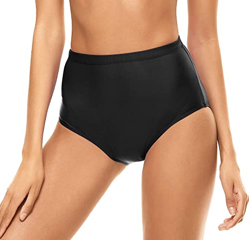 Bellecarrie Women\'s High Waisted Bikini Bottoms Full Coverage Tankini Swimsuit Bottoms Swim Dance Briefs (Black, M) - Thumbnail 4