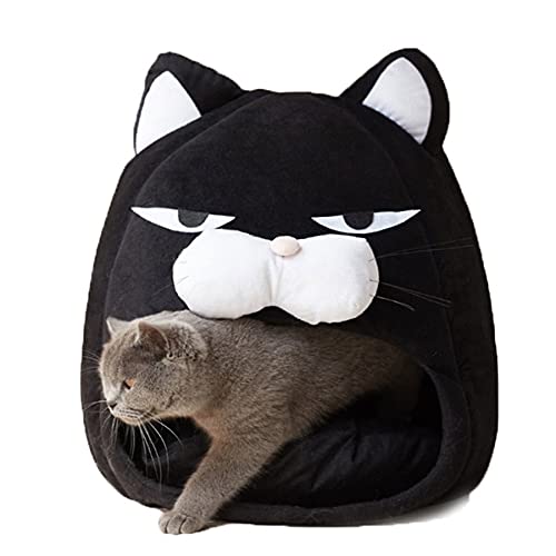 Opvouwbare kat bed warm kat huis nest cartoon zachte huisdier slapende kennel katten cave mand kitten lounger kussen tent huisdierbenodigdheden (Size : S