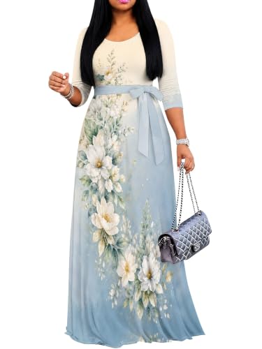 Image of Women's 3 /4 Sleeve Maxi Dress with Pockets