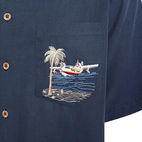 Bamboo Cay Mens Short Sleeve Catch of The Day Casual Embroidered Woven Shirt3