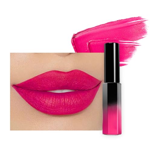 Hot Pink Liquid Lipstick Lip Gloss, Matte Red Lipsticks for Women Long Lasting, Waterproof Non-Sticky Full-Coverage Bright Pink Lips Gloss, Silky Not Fade Lip Stain,Tinted Lip Balm for Girls & Women