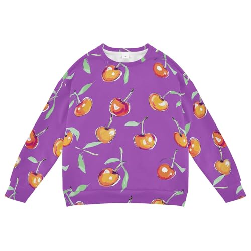 JUNZAN Art Surinam Cherry Fruit Purple Big Girls Hooded Sweatshirt Crewneck Kids Hoodies Boys Party 4T