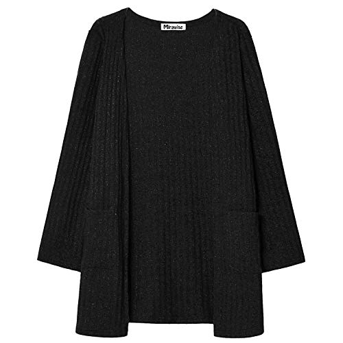 Mirawise Girls Front Open Long Sleeve Knit Cardigan Sweater with Pockets 6-13 Years