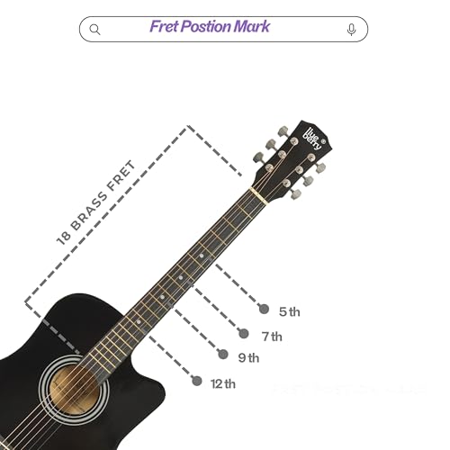 Image of BLUEBERRY B-D38, Acoustic Guitar Kit Inbuilt Truss Rod with Bag, Strap, One Pack Strings And Picks - 38 Inch (Black)
