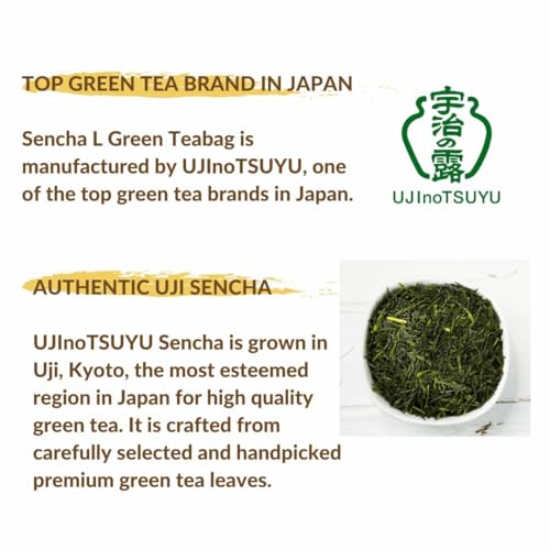Image of UJInoTSUYU Sencha L Japanese Green Tea Bags | Sencha Premium Japanese Green Tea | Imported from Japan | Improve Metabolism | Rich in Antioxidants | 2gx20 Teabags (Pack of 3)