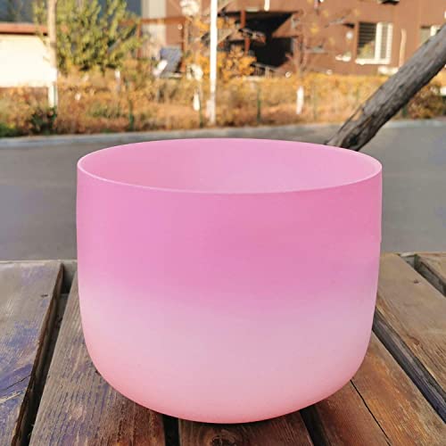 KVKA 10 Inch F Note Heart Chakra Rainbow Quartz Frosted Crystal Singing Bowl with Carrying Case for Sound Healing Yoga Bath - Thumbnail 6