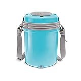 Heats contents in 30 minutes only 30-minute auto cut-off feature prevents overheating. Double-walled shock-proof electric casserole 4-tiered tiffin containers held by a collapsible carry-frame