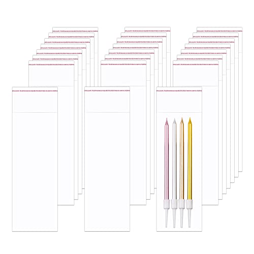 3 x 8" Cellophane Bags 200pcs Long Adhesive Cello Bags Crystal Sealed Clear Bags 1 Mil for Bakery Cookies Candies Jewelry Crafts