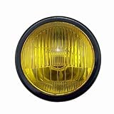 Vintage Motorcycle Headlight Cafe Racer Head Light Decorative Lights Modified Motorbiker Vintage Head Light With Grill Cover (Amber Lens)