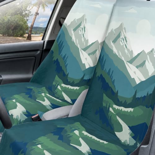 Image of Hahafelt 2 Pack Car Seat Towel Cover with Storage Bag, Snow Mountain Forest