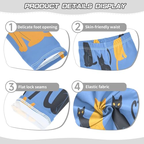 Toddler Girls Leggings Printed Yoga Pants Leggings Blue Background Cats for Kids3