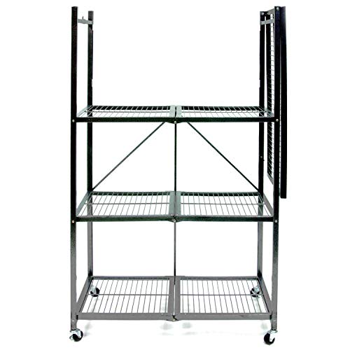 Origami 4-Shelf Foldable Storage Shelves | For Garage Kitchen Bakers Closet, Metal Wire, Collapsible Organizer Rack, Holds Up To 1000 Pounds, Powder-Coated Steel, Heavy Duty | Pewter 2Pk, R5-01W-2 #TOP6