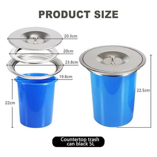 Caneca de basura de encimera con tapa y asa 5L miniatura 3