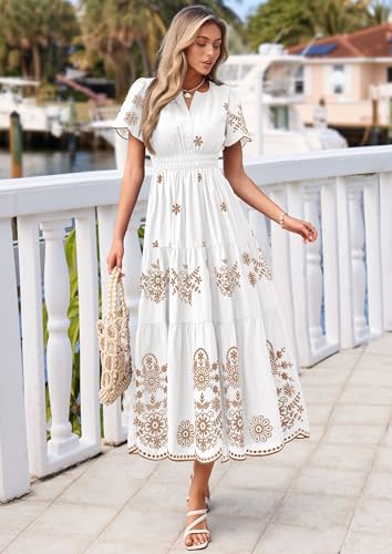 Image of PRETTYGARDEN Womens Summer Dresses Floral Maxi Boho Spring Long Dress