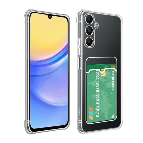SDTEK Voor Samsung Galaxy A16 hoesje schokabsorberende gel doorzichtig hoesje met kaarthouder anti-valbescherming