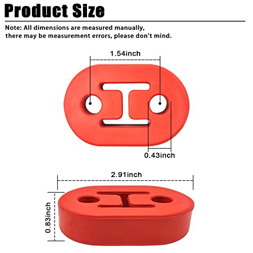 Exhaust Hanger, Universal Heavy Duty Rubber, Insulator Bracket Bushing Mount, Muffler Insulator Shock Absorbent Mount Bracket High-Density Muffler(Red) - Thumbnail 2