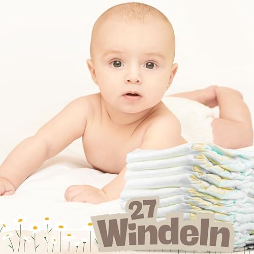 Trend Mama® | Windeltorte | Sprüche | 27 Windeln (Größe 2), Baby Lätzchen, Kuschelsocken |Geschenk Geburt (Design| Ich bin die süsse Version von Papa)