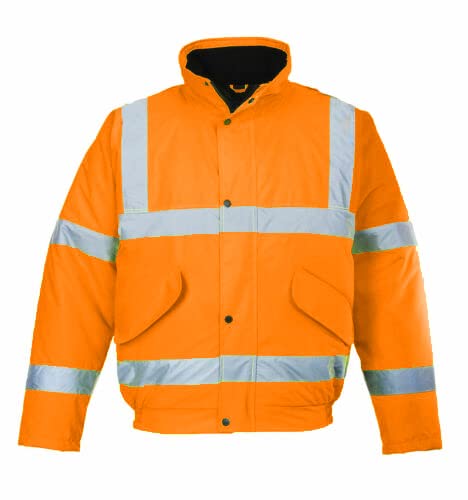 High Visibility Contractor Red Waterproof Bomber Jacket EN471