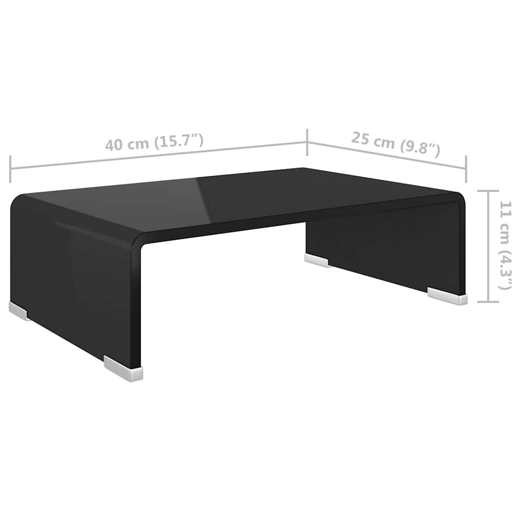 Szklana hartowana podkładka pod monitor telewizor Czarny 40x25x11 cm | Szklana podstawka pod monitor telewizor 40x25x11 cm czarna hartowane szkło