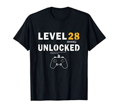 Level 28 Unlocked Video Gamer 28th Birthday Gift Video Game Camiseta