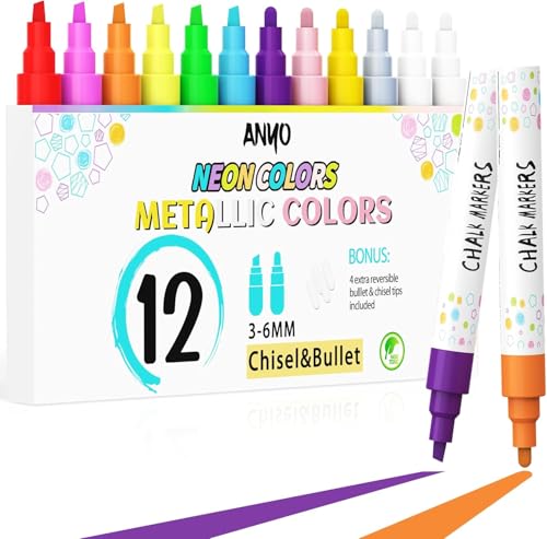 Anyo Car Window Markers for Glass Washable, Fine Window Paint Marker, 6mm