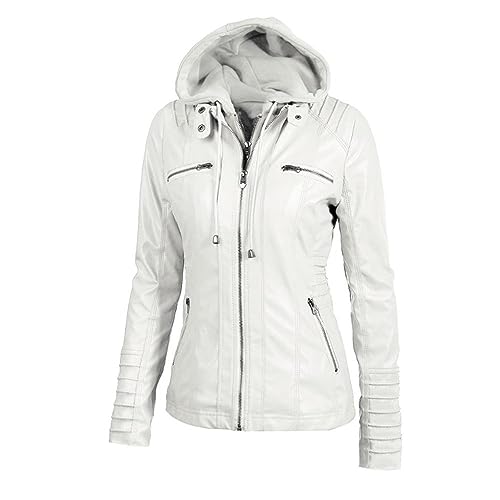 Veste en cuir à capuche femmes pour un style motard urbain en hiver