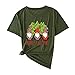 wuitopue Novità stampa grafica top per le donne vintage stampa renna ampio maglione top o-collo manica corta carino vacanza camicia donna casual allentato pullover top, 6022-verde militare, XXXL