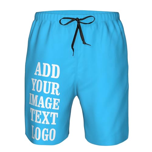 Custom Shorts for Men Personalized Swim Trunks Design Your Photo Text Logo Beach Shorts for Run Yoga