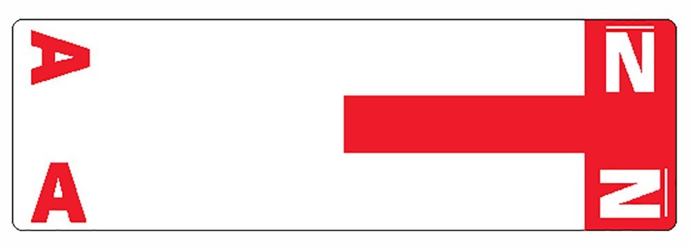 Smead AlphaZ NCC Color-Coded Label, A&N, Label Sheet, Red, 100 per Pack (67152)