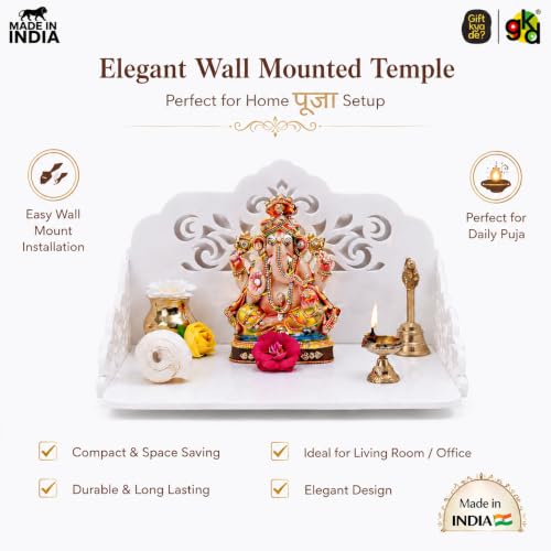 Image of Gift Kya De Acrylic Pooja Mandir for Home Wall | Small Temple for Office & Room | Indian Acrylic Temple for Table or Shelf | Compact DIY Mandir | 12x9x6 Inch | Classic Design