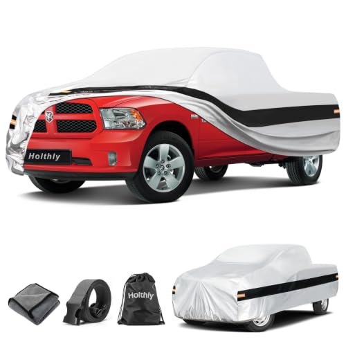 Image of 10 Layers Truck Cover Waterproof All Weather Custom Fit for Ford /Ram /Chevrolet Regular Cab Short Bed, Outdoor Full Exterior Pickup Car Cover for Automobiles Sun Rain Snow Ice Protection.Sliver
