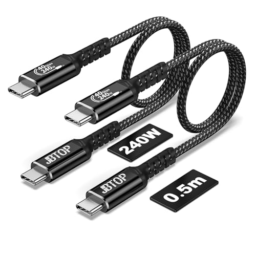 JBTOP USB 4 Data Cable(1.5FT, 2packs) 40Gbps Data Transfer, 8K Video and USB C to USB C 240W Charging, Compatible with iPhone 15/Pro/Plus/Pro Max, Samsung Galaxy, Thunderbolt 4/3 Cable and USBC -  JC50-B-40G