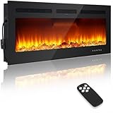 60' Built-in Fireplace Insert - Ultra- Frame, 1500W Wall Mounted - 3 Heat Settings, 12 Flame Colors, Remote/Touch Control, Timer, Quiet Operation