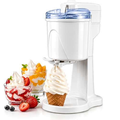 Electric 1.0 Qt Soft Serve Ice Cream Machine with Freezer Bowl, Countertop Ice Cream Maker Machine, Homemade Ice Cream Swirl, Sorbet & Frozen Yogurt Maker, Easy to Clean,Fast Churn 20-35 Minutes