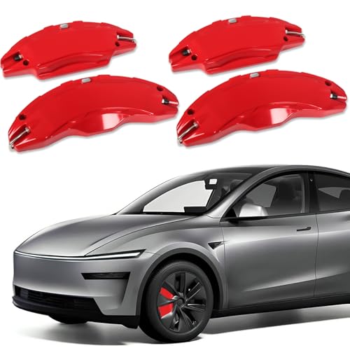 TESLA モデルY ブレーキキャリパーカバー 赤 4個セット Amazon | ブレーキキャリパーカバー TeslaモデルYジュニパー2025-2026