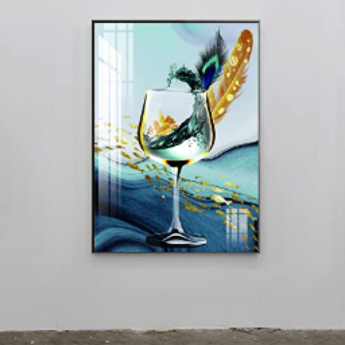 Impression Toile Bleu Feuille D'or pour Illuminer un Salon Sombre
