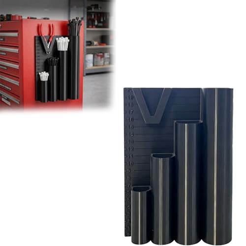 Magnetic Zip Tie Holder and Wall Mount Organizer Heavy Duty Cable Tie Storage Rack with Pliers Holder & 0-20 Scale Zip Tie Mount for Toolbox Garage Pegboard