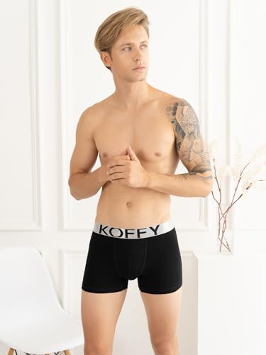 Image of KOFFY Men's Malleable Cotton Lycra Long Trunk with Minus Cutting Pouch and Moisture Wicking Properties