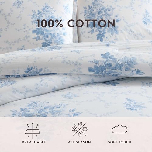 Parure de lit double en coton Laura Ashley bleu pour chaque saison